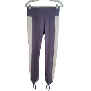 Fabletics Chara High Waist Stirrup Leggings Women's Size Large Purple White Yoga